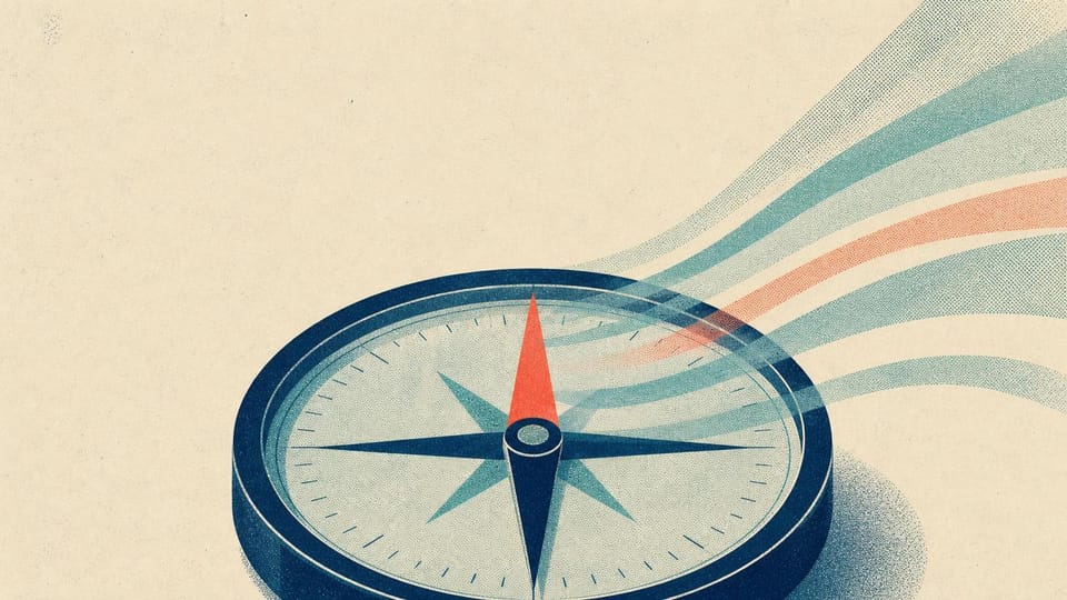 Compass needle holding course against a crosswind.