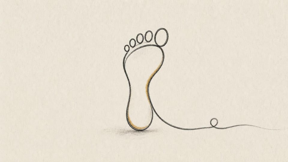 Single footprint measured by its own unmarked contour cord.