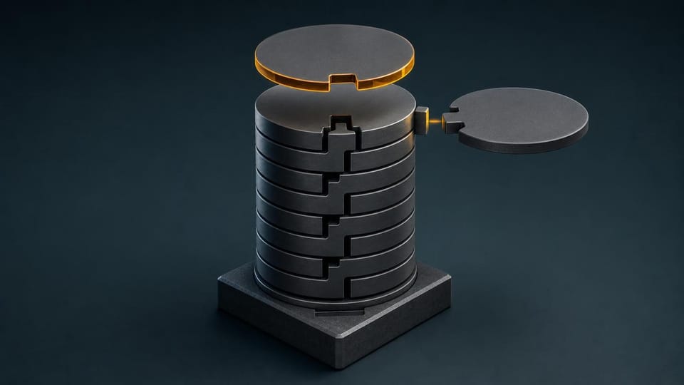 Interlocked transaction wafers forming a tamper-evident append-only stack.