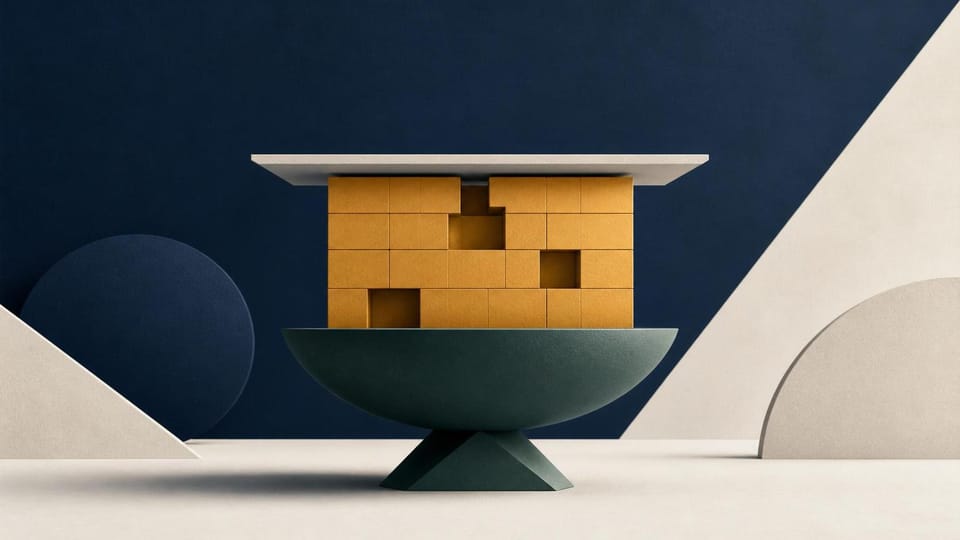 Geometric balance bowl showing a small incentive block remaining after costs.