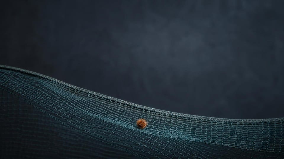 Wide inspection net catching one tiny amber defect.