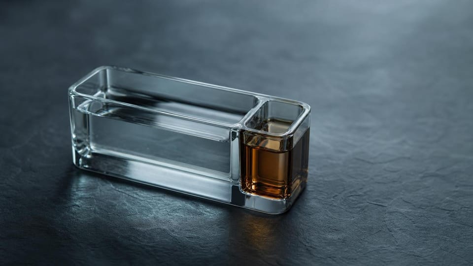 Glass counting chamber with an isolated amber side pocket.