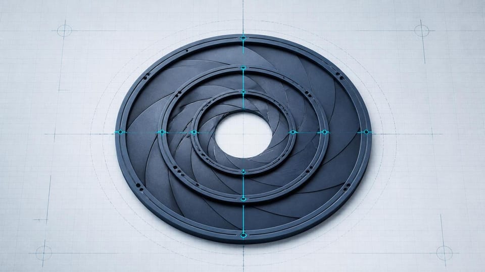 Three-layer iris aligned into one consistent closed state.